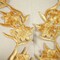 Gold Rose Embroidery Patch Pair Long Metallic Iron On Appliques 12.5 Inch